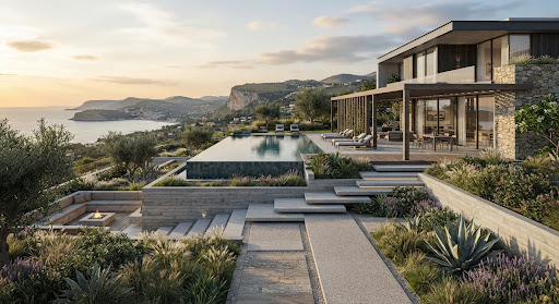 3D rendering of a modern landscape